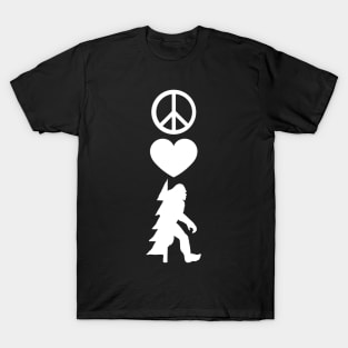 Peace Love Bigfoot T-Shirt